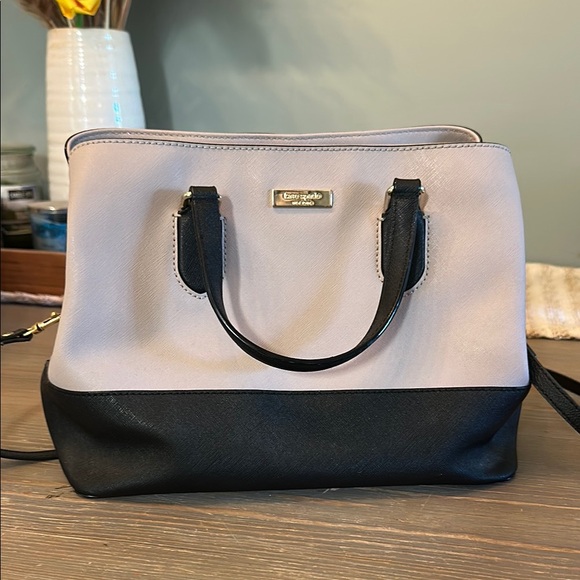 kate spade Handbags - Kate Spade Cream and Black Satchel with Structured Design